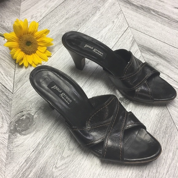 Paul Green Munchen | Dark Brown Wooden Sandal Mule - Picture 3 of 8